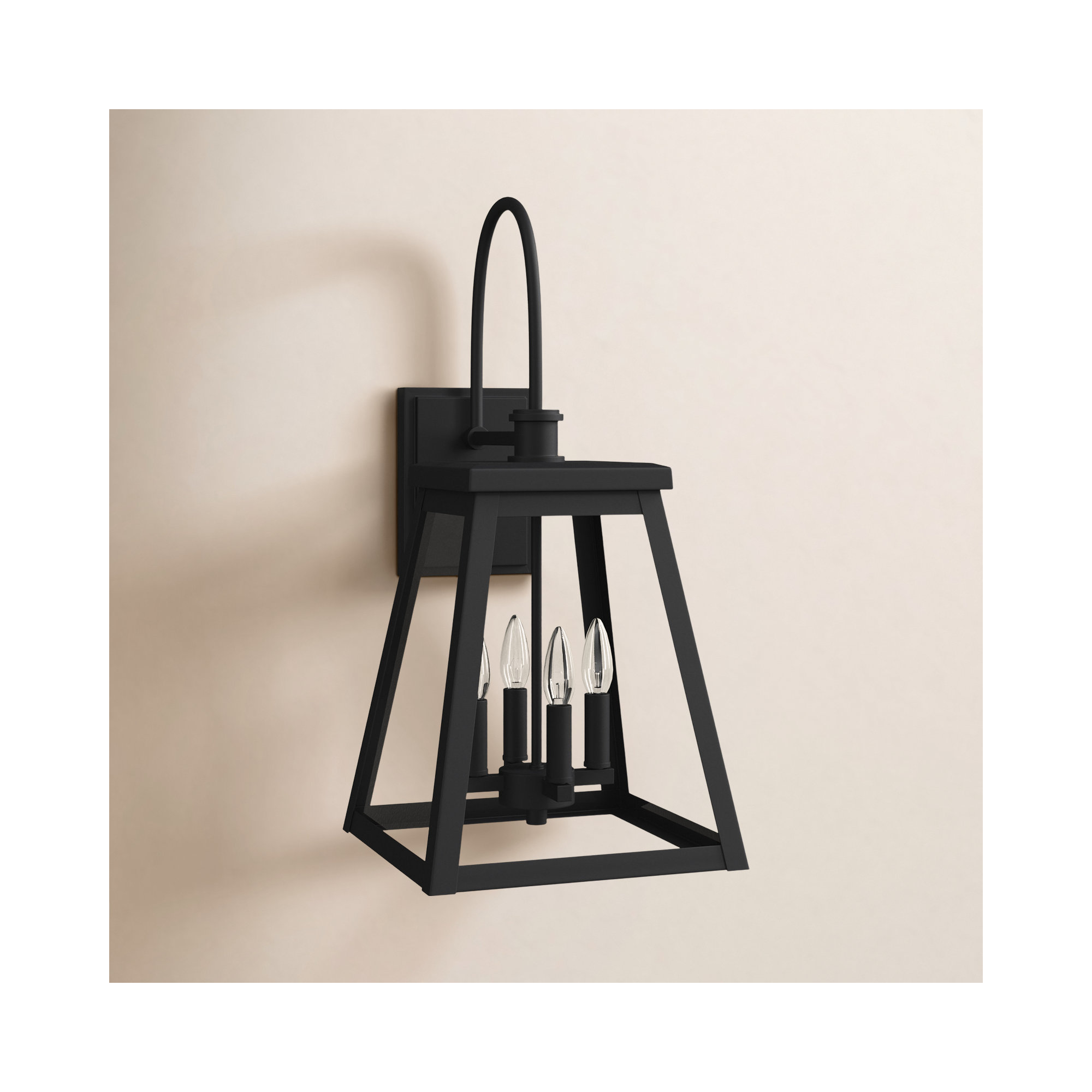 4 Light Bell Outdoor Wall Light, Black