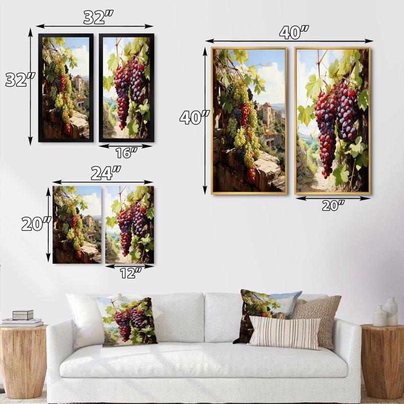 " Green Vineyard Ancient Wisdom " 2 - Pieces, 32" H x 32" W, Wrapped Canvas