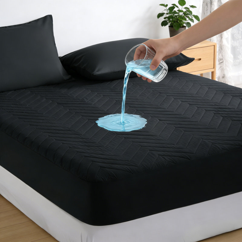 Housse de matelas matelassée imperméable, protège-matelas ajusté silencieux, protège-matelas lavable respirant avec poche profonde de 15 pouces