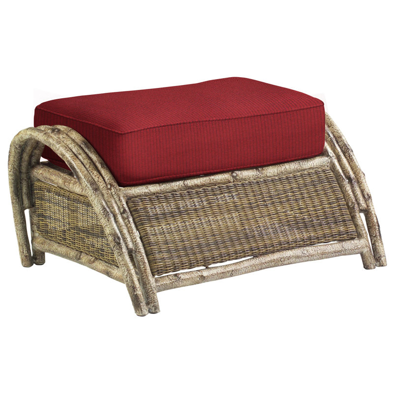 Repose-pieds d'extérieur avec coussin River Run, Denver Scarlett Sunbrella®