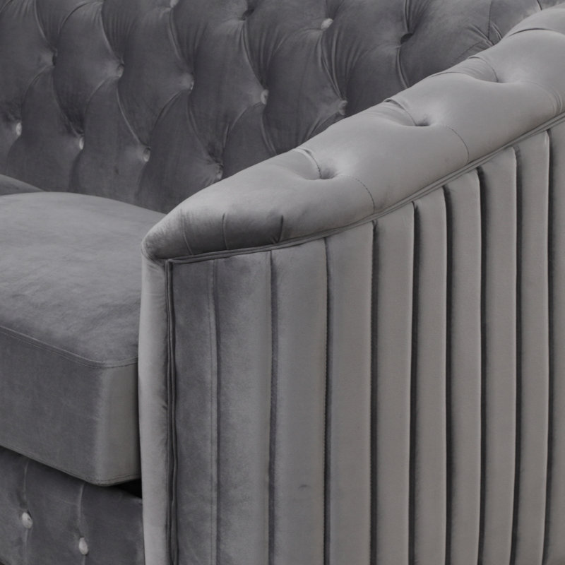 Canapé Embourg, Velours gris velours, H 30,4 po x l 41,5 po x P 33,8 po, 1
