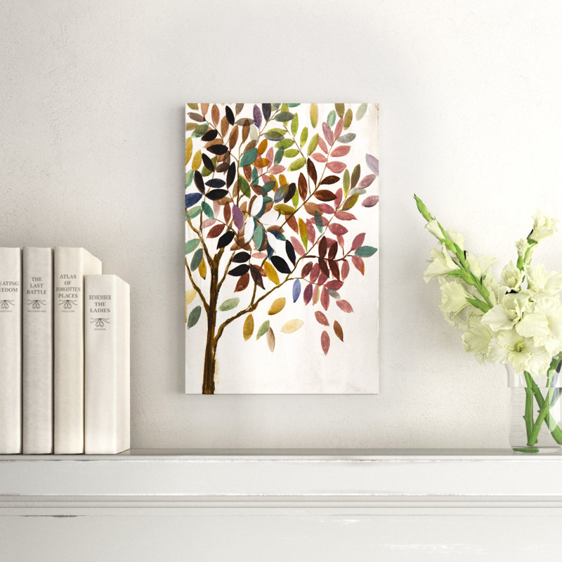 Arbre feuillu coloré - peinture, Toile tendue, H 18 po x l 12 po
