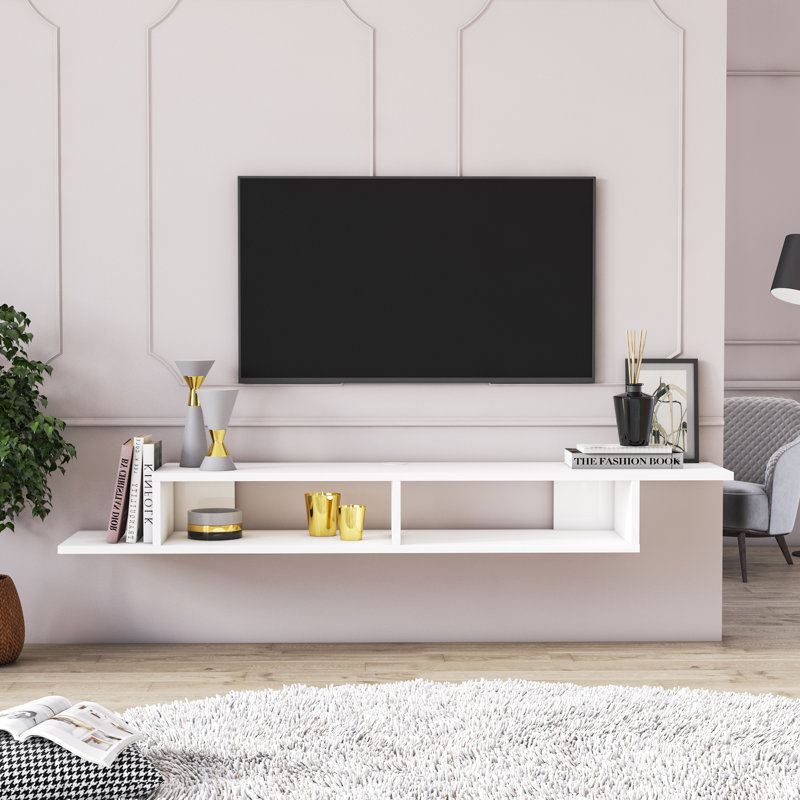 Keteri Unfinished Floating TV Stand for TVs up to 65", White