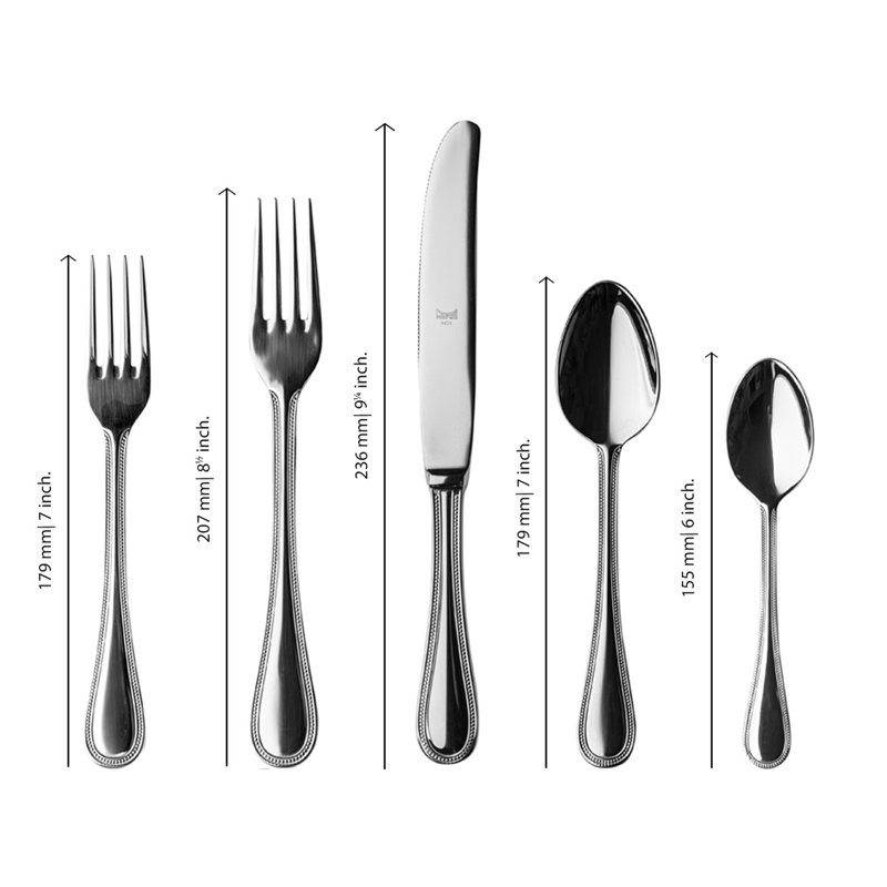 Perla 5 - Piece Stainless Steel Flatware Set - Service for 1, Silver