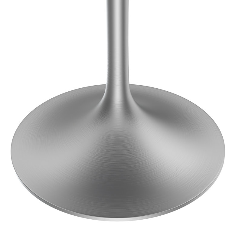 Heatherton 36" Round Dining Table with Sintered Stone Top and Brushed Silver Stainless Steel Pedestal Base Kitchen Table Seats 2-4 Person
