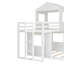 Lit superposé simple en bois sur lit double, lit mezzanine avec maisonnette, maison de campagne, échelle et garde-corps, blanc