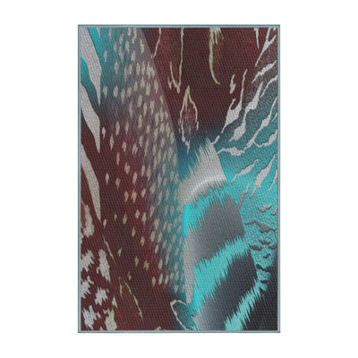 Bleu abstrait/Tapis décoratif marron