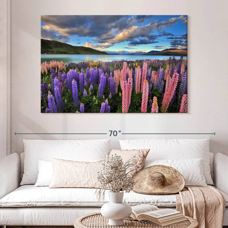 Lupins sur le lac Tekapo, H 34 po x l 51 po
