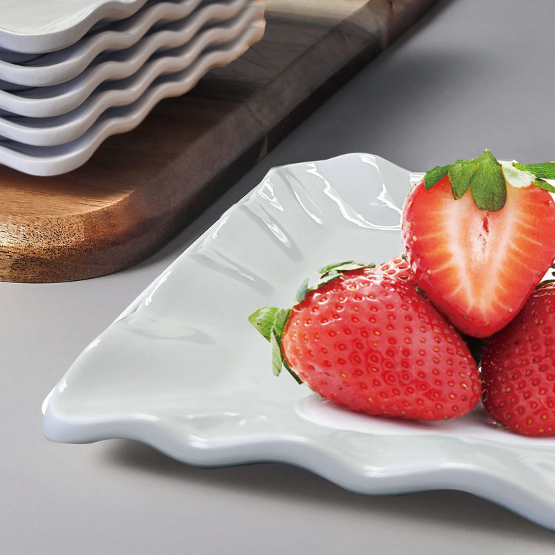 6-Piece White 5.5 inch Square Plate