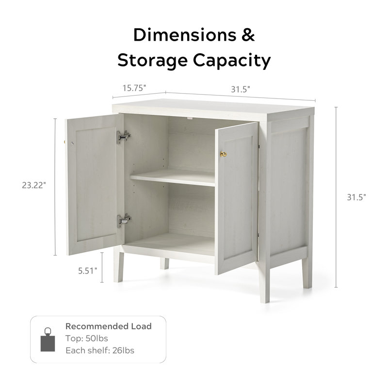 31.5'' Tall 2 Door Accent  Storage Cabinet Farmhouse Buffet Sideboard, Antique White, 1