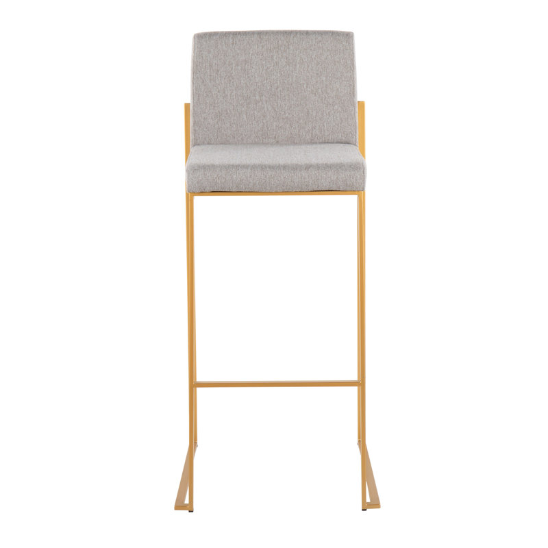 Tabouret de bar et de comptoir à dossier haut Brieon (ensemble de 2), Or, Gris texturé, Tabouret de bar "30"