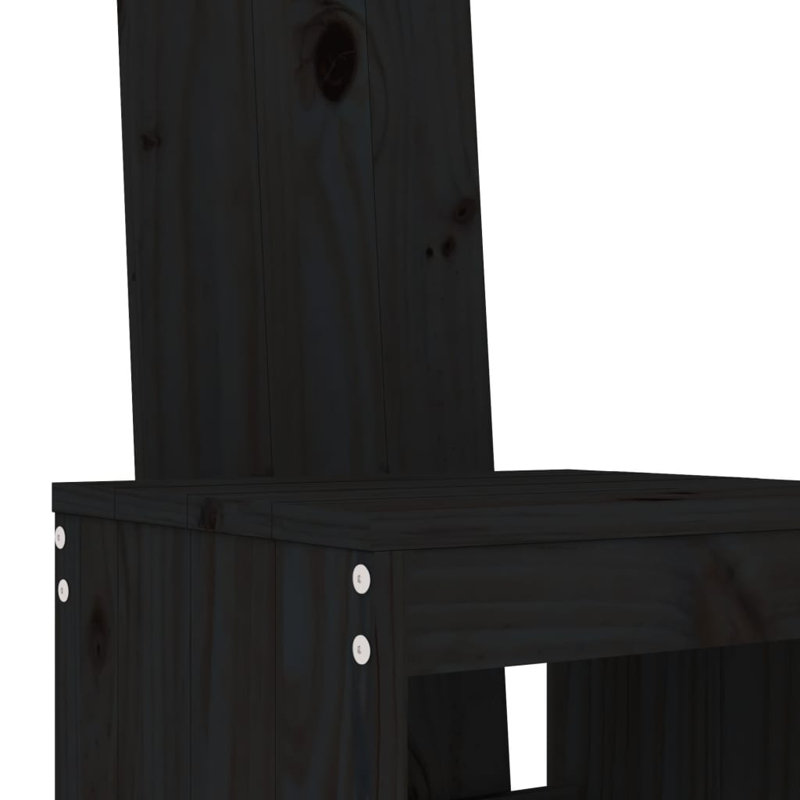 Avionne Brayden Studio Bar Set with Wood Frame and Solid Wood Outer Material, Black