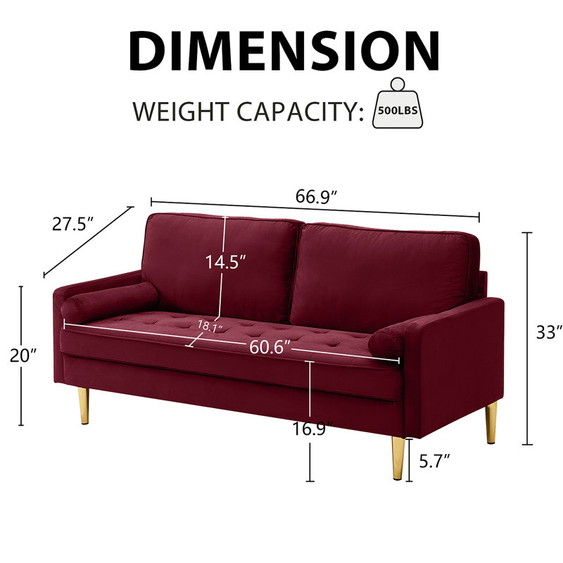 Velvet  Sofa 65 Inch