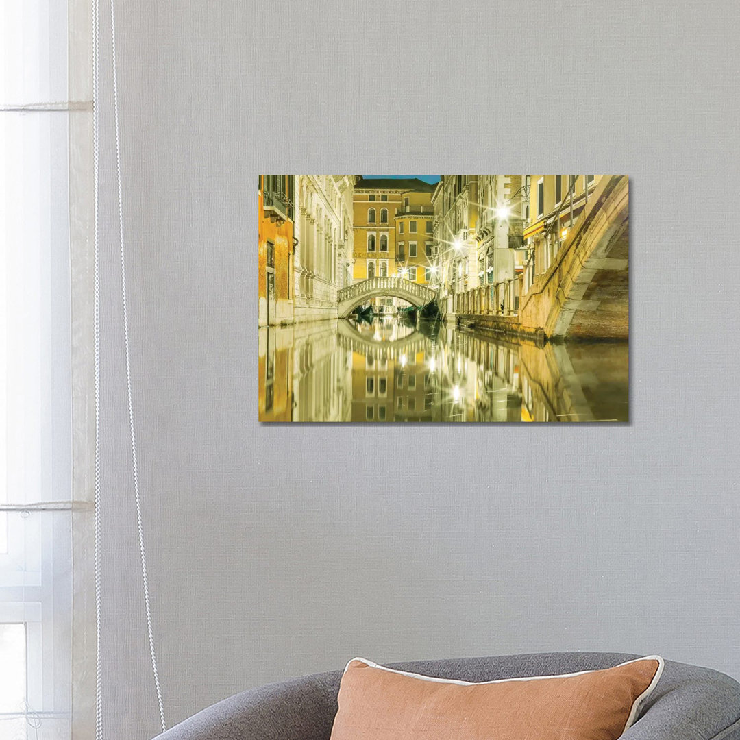 Venice, Italy, Canal Reflections by Mark Paulda - Wrapped Canvas Print