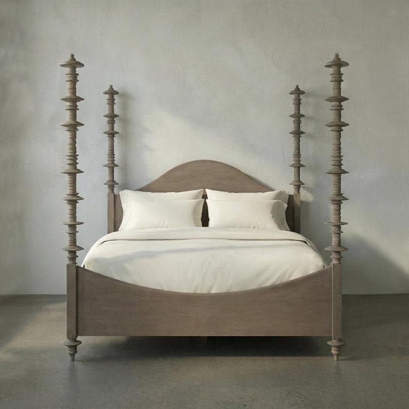 Ferret Solid Wood Four Poster Bed, California King, Weathered