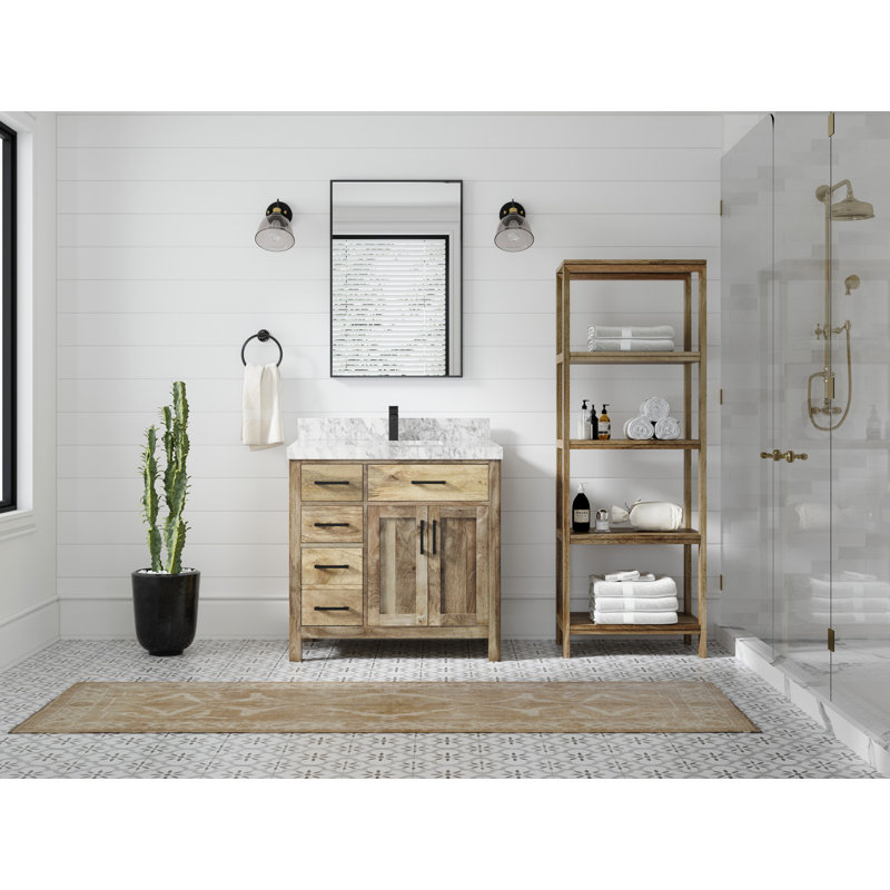 Jadyen 36'' Single Bathroom Vanity with Top, Carrara Marble
