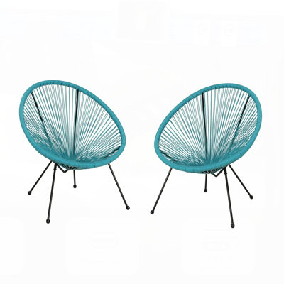 Modern Anson Outdoor Chair Set of 2, Durable Steel Frame and Faux Rattan,  for Relaxation and Style