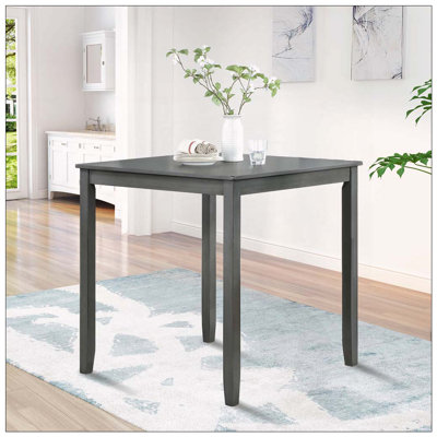Square Counter-Height Dining Table – Solid Wood & Birch Veneer in Gray