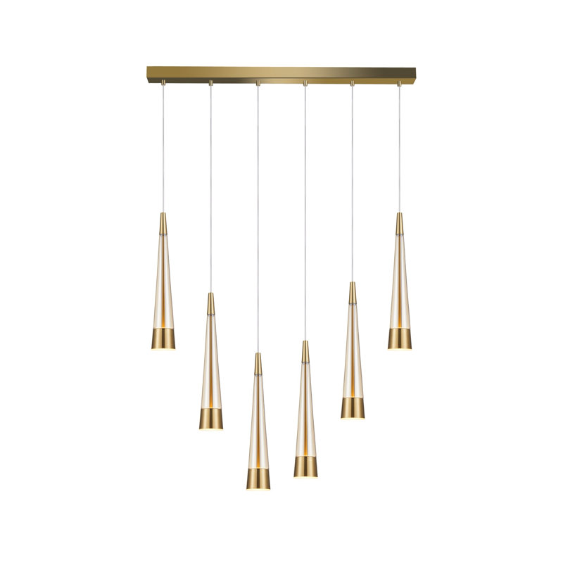 Luminaire pour îlot 6 lumières Sunnyvale, Laiton