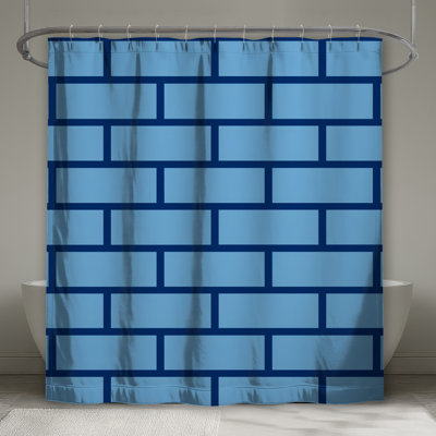 Rideau de douche mural bleu brique extra long