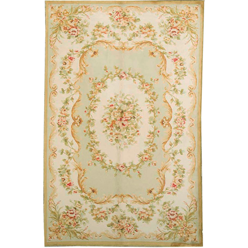 Savonnerie Wool Oriental Area Rug, Rectangle 5'9" x 8'9"