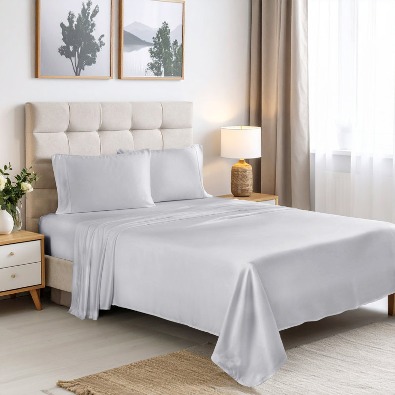 Ensemble de draps à poches profondes en rayonne de bambou à densité du tissage de 300 fils de qualité supérieure, Platinum