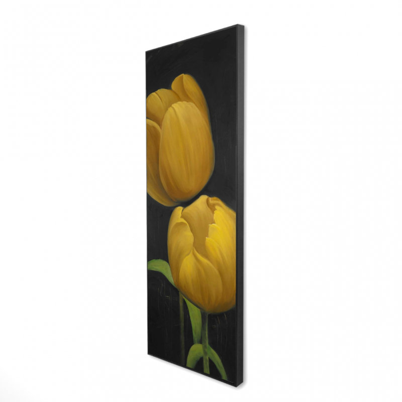 Deux fleurs de jonquilles - toile encadrée 16 po x 48 po