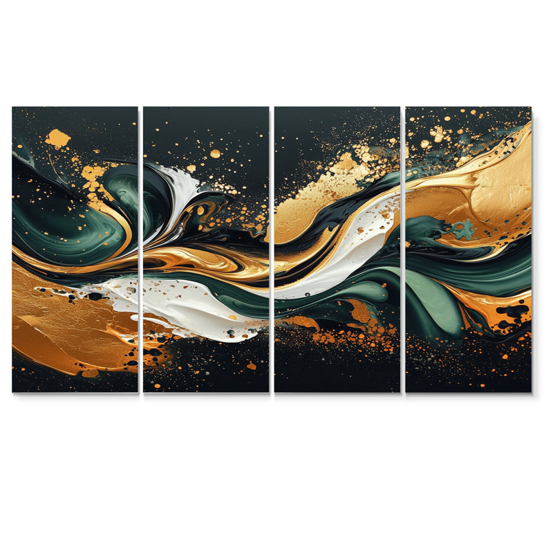 Chagford - encre liquide abstraite, art mural moderne, H 28 po x l 48 po, 4