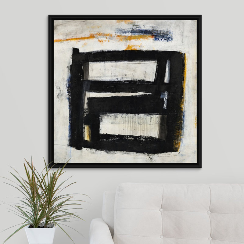 « stoic », peinture sur toile, Cadre flottant noir, H 31,7 po x l 31,7 po x P 1,75 po