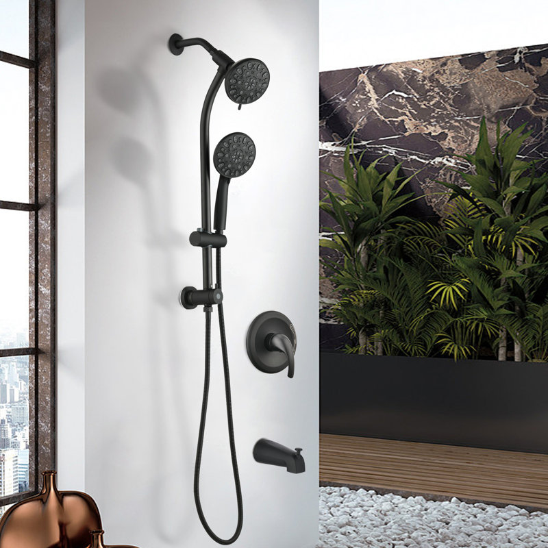 Complete Shower System with Rough in-Valve, Matte Black
