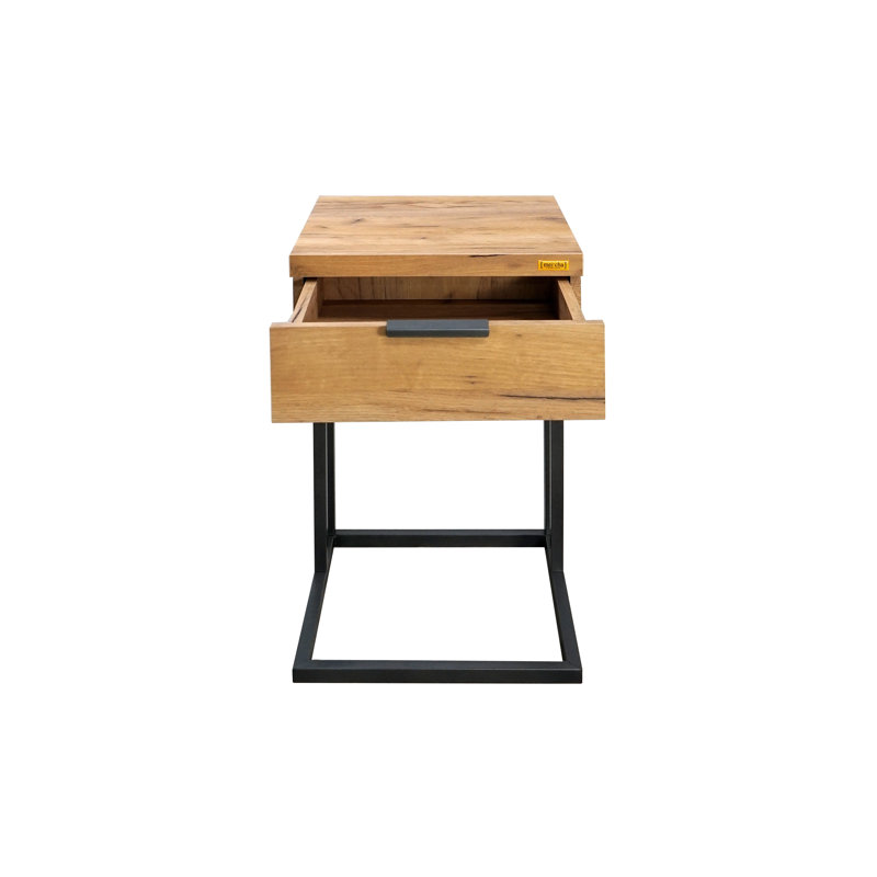 Table de bout en C à 1 tiroir Albbrt, Chêne doré