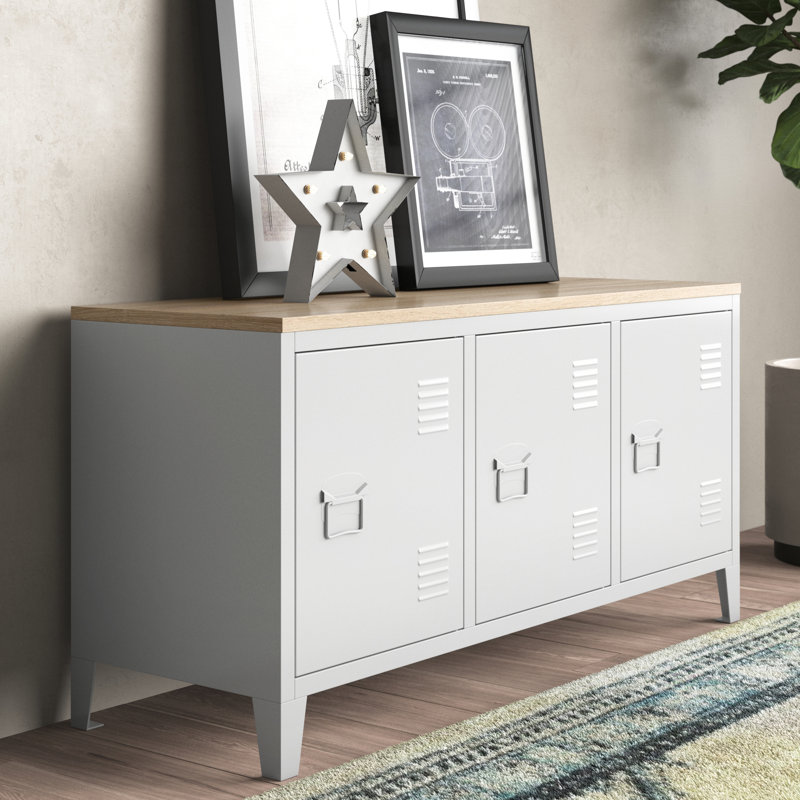 Coutee Unfinished Sideboard with Fireplace Included, White/Natural, 120cm