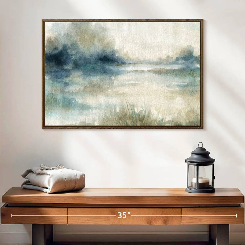Still Still Waters II, 25 po x 17 po, Cadre flottant noyer