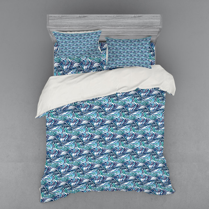 Ensemble de housse de couette en microfibre bleu marine / bleu ciel, Housse de couette grand + 3 pièces supplémentair