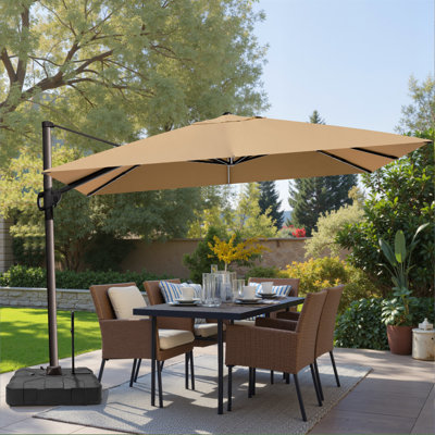 Parasol en porte-à-faux 12 pi x 9 pi, base mobile incluse