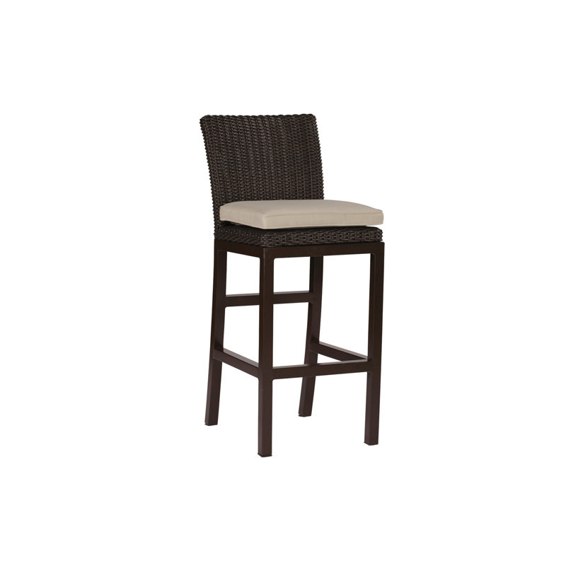Rustic Wicker 30.5" Bar Stool with Cushion
