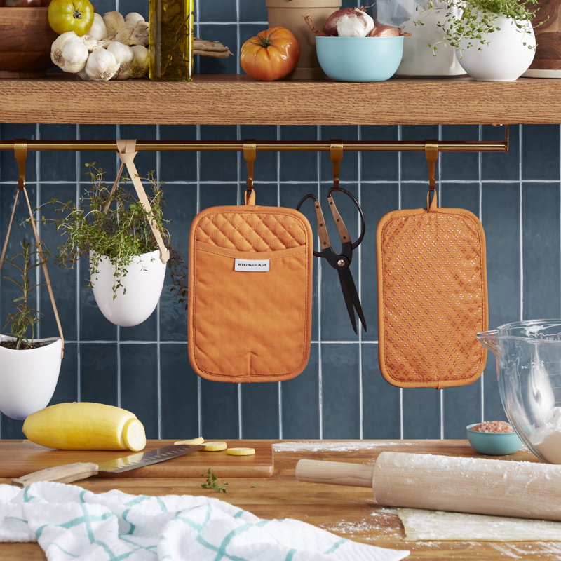 KitchenAid Asteroid Pot Holder 2-Pack Set,, Orange