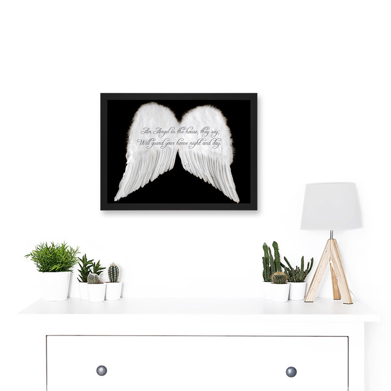 An Angel The House Guard Home Wings Quote Motivation Typography - Single Picture Frame Print