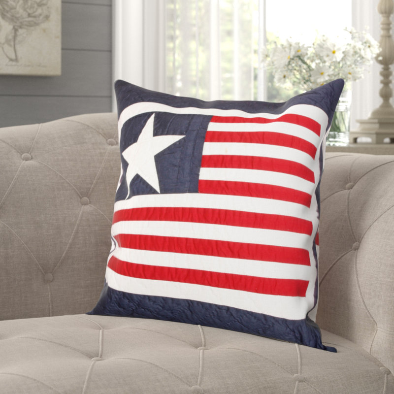 Mattingly Square Cushion, Red/Navy/Off White