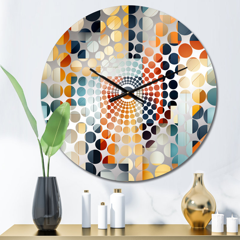 Horloge murale rayée bleue à motif géométrique cubique, Petit