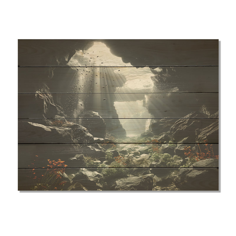 «Coral Reef Tranquility - Coastal Coral Under Water Wood», art mural sur bois de pin naturel, H 10 po x l 20 po