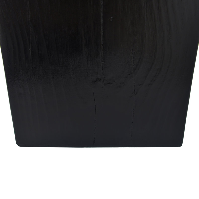 Wood-Look Square-Column End Table for Indoor and Outdoor Use, Black, 18" H x 14.25" W x 14.25" D