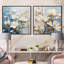 Ensemble de 2 collages carrés blancs et or Magnolia Serenity - Magnolias-93374502-93374503