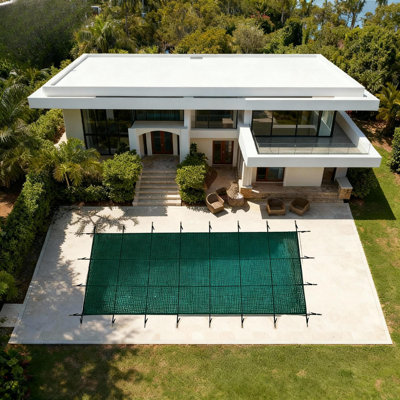 25x45ft Inground Pool Safety Cover, Heavy-Duty Mesh with Triple Stitching, Hardware Included