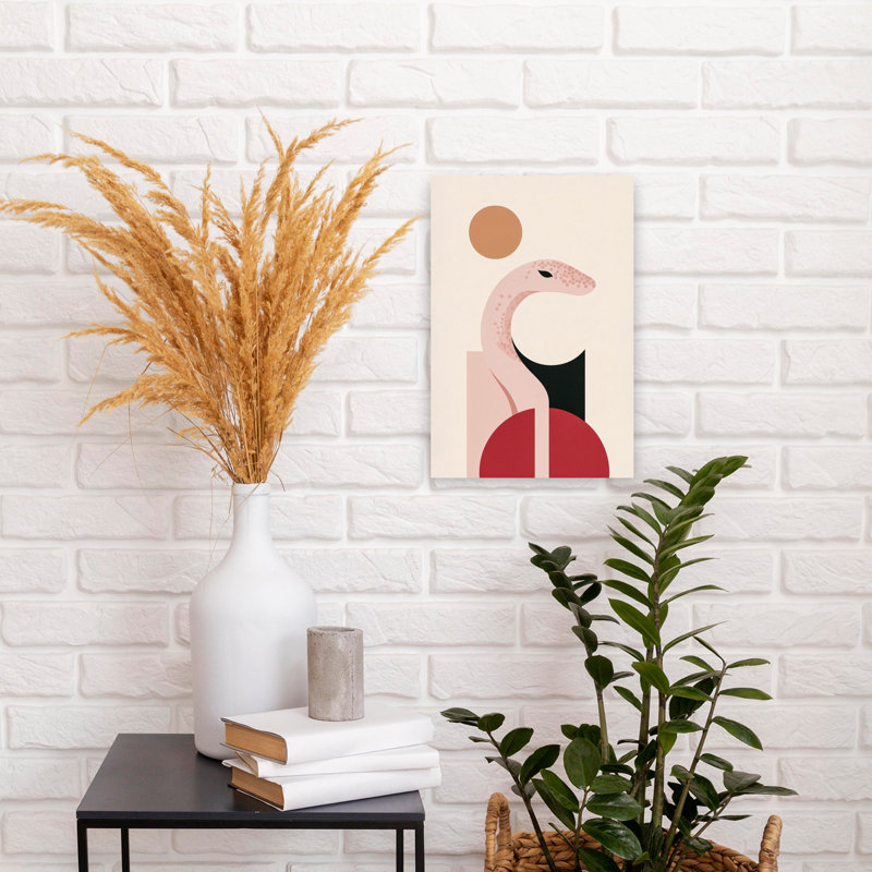 Geometric Desert Snake Abstract Elegant Geometric Snake Wildlife Landscape Wall Art Print 1 Piece Wrapped Canvas Wall Art