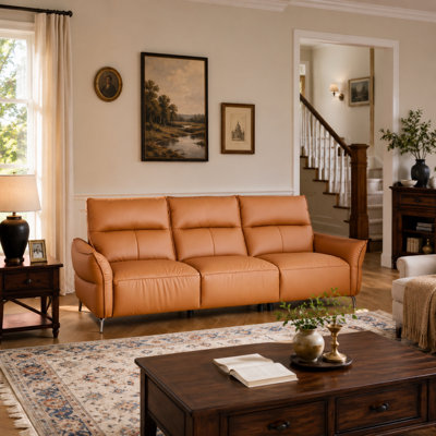 Modern Home Style Sofa with Cushioned Top Grain Leather and Faux Leather Upholstery Comfortable and Stylish Seating Perfect for Contemporary Living Spaces