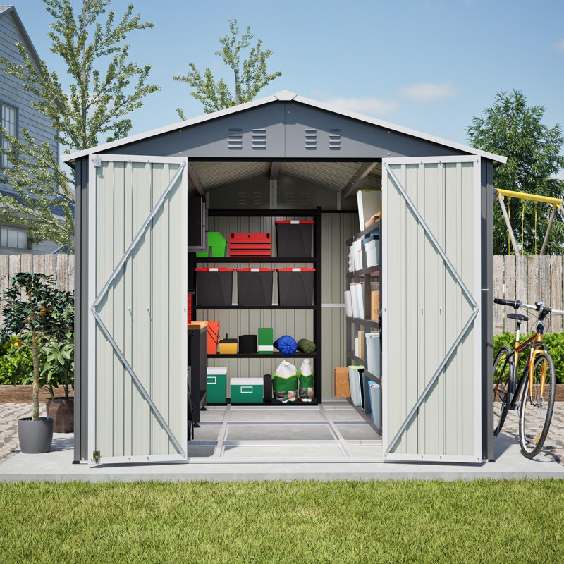 Remise de rangement extérieure l 8 pi x P 12 pi avec portes doubles verrouillables (96 pieds carrés)