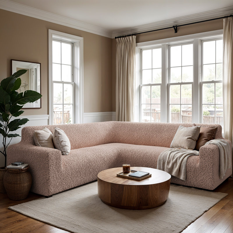 Housse extensible pour canapé d'angle - Facile à nettoyer et durable - Collection Comfort , Coin, Taupe rosé