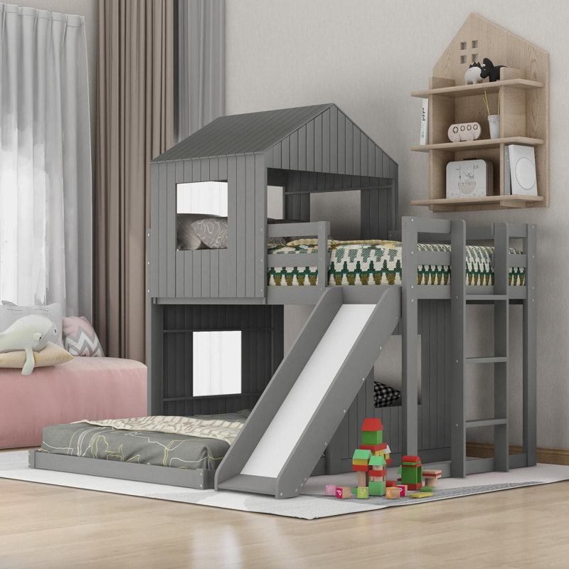 Irwinton Kids Twin Over Full Bunk Bed, Grey