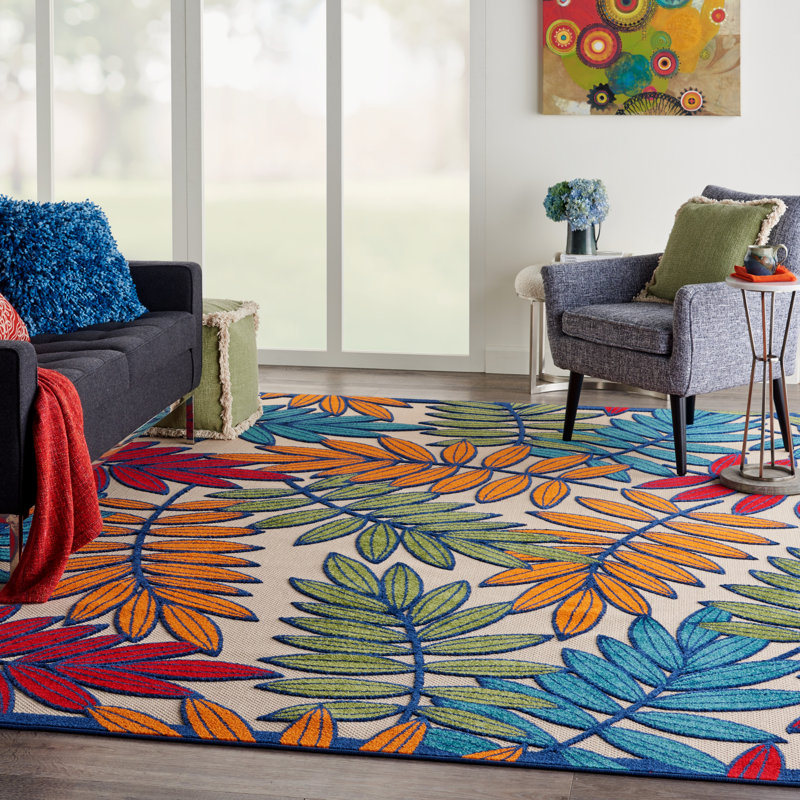 Meisel Rectangle Floral Hand Woven Indoor / Outdoor Area Rug, Rectangle 290 x 396cm